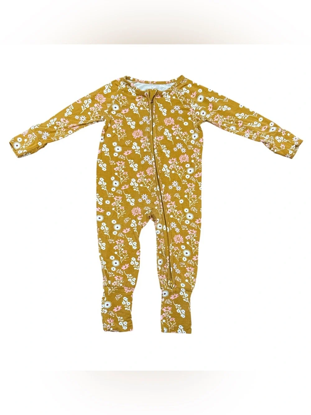Emerson and Friends Floral Baby Bamboo Convertible Footie Romper 6-12 Months